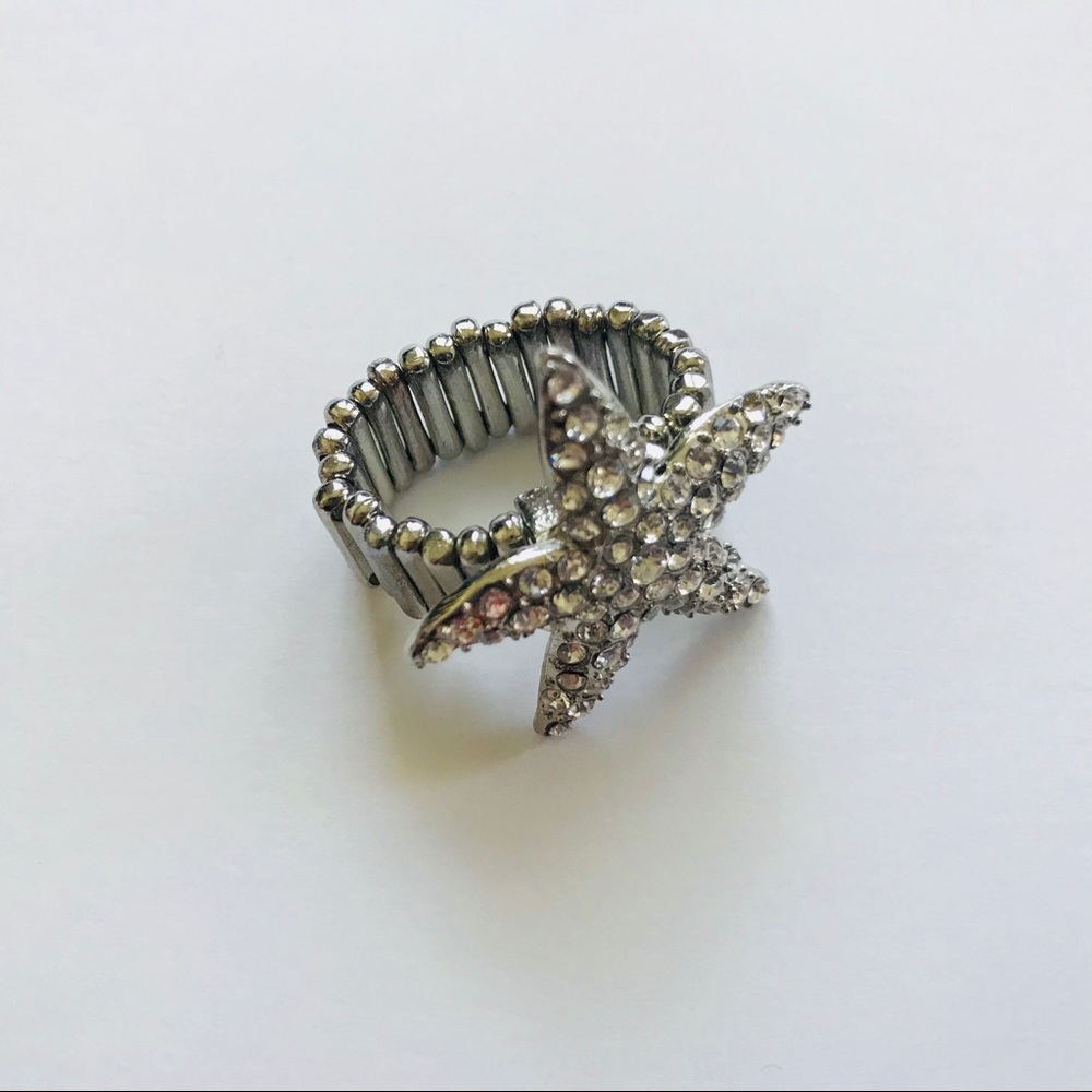 Silver Starfish Stretch Ring - image 2